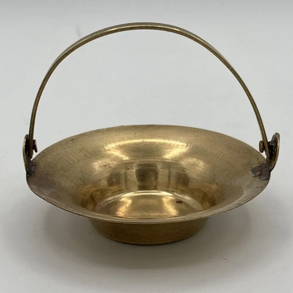 Vintage Brass Small/Miniature Basket Candy Trinket Dish - Decorative